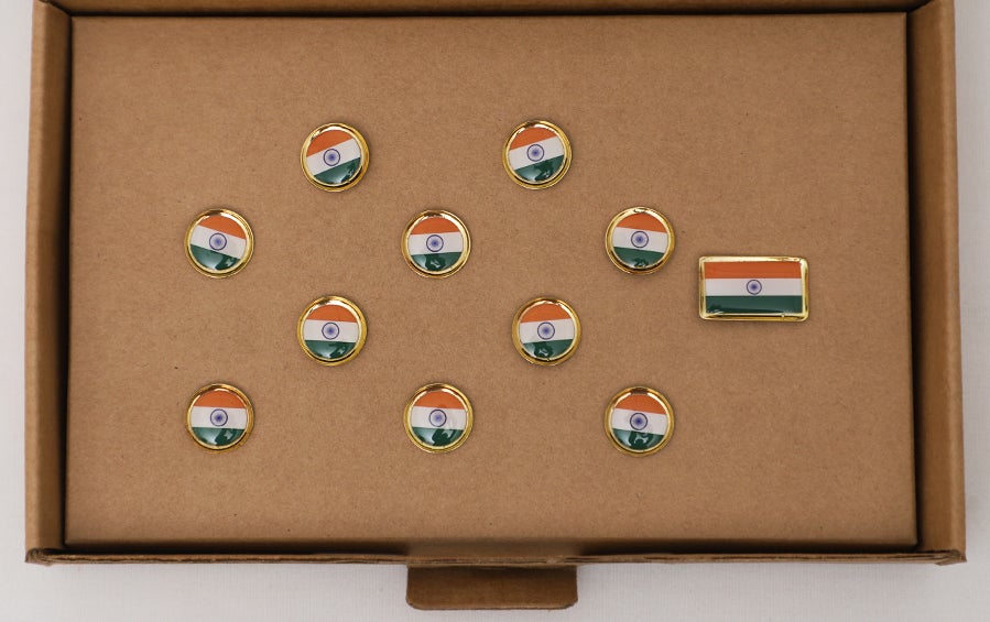 Indian Flag Lapel Pins Brooch Round S Set of 11 indic