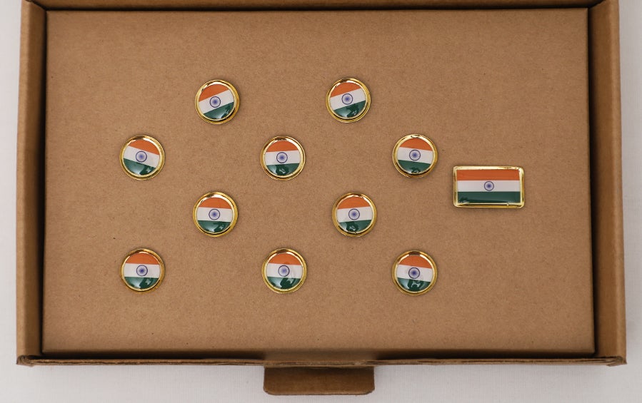 INDIAN FLAG LAPEL PINS ROUND (S) - Set of 11 - Lapel Pins - indic inspirations