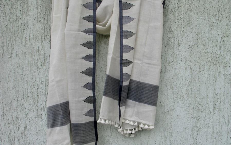 INDIGO TEMPLES - JAMDANI SCARF - Scarves - indic inspirations