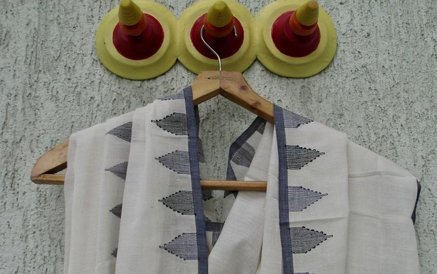 INDIGO TEMPLES - JAMDANI SCARF - Scarves - indic inspirations