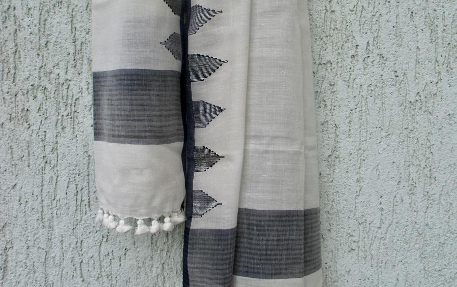 INDIGO TEMPLES - JAMDANI SCARF - Scarves - indic inspirations