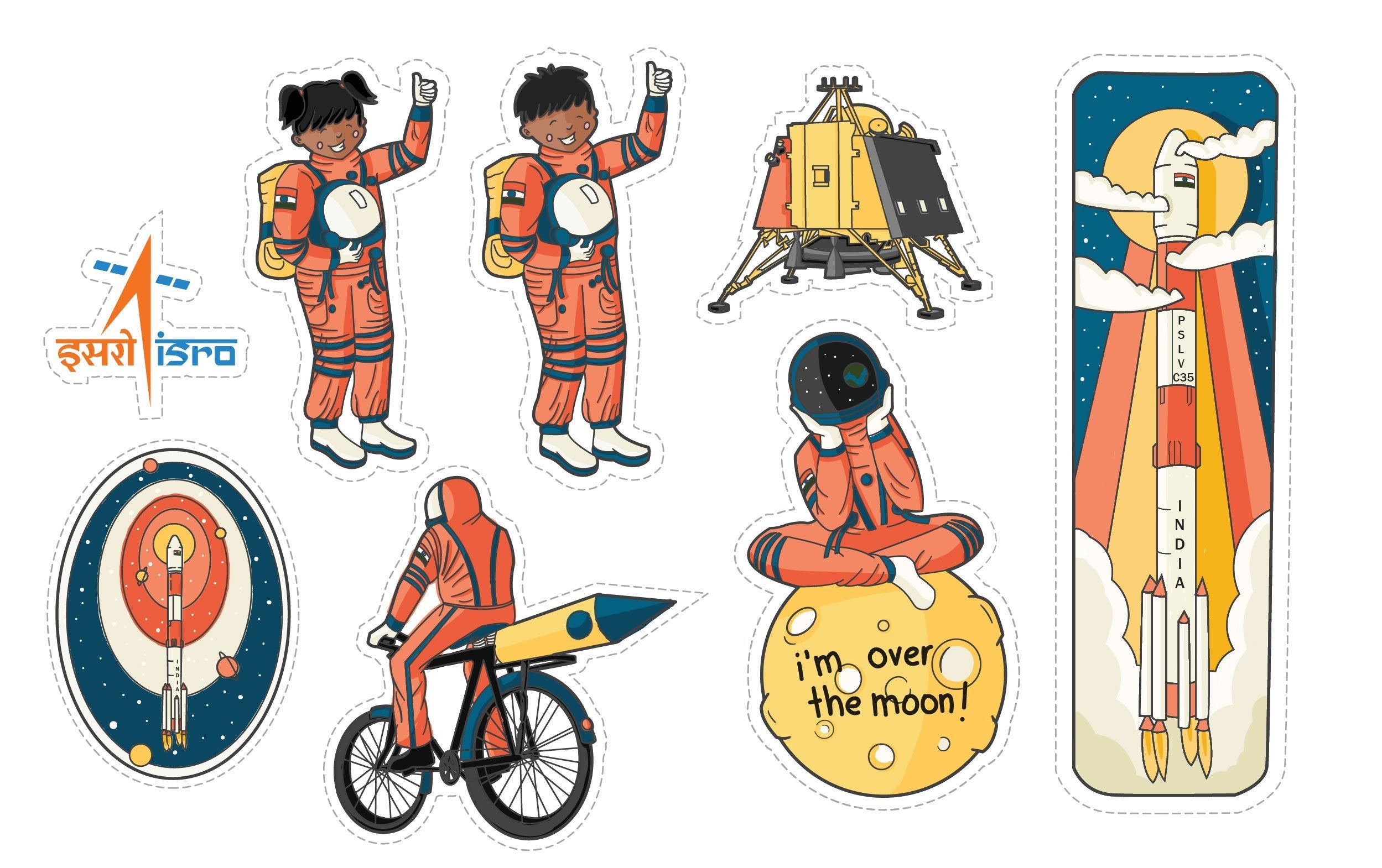 ISRO Story Stickers | Set of 15 stickers - Stickers - indic inspirations