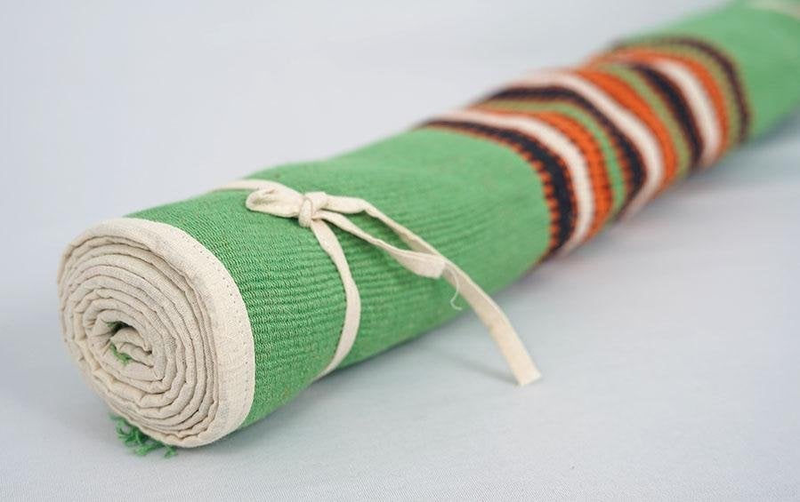 Jute-Cotton Meditation Mat - Green - Meditation mats - indic inspirations