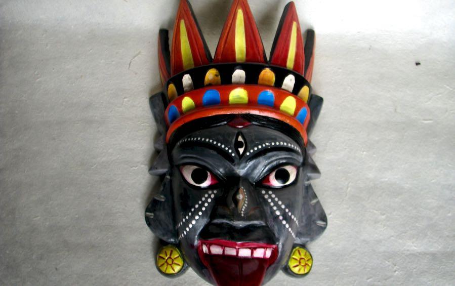 Kali Wooden Mask - Masks - indic inspirations