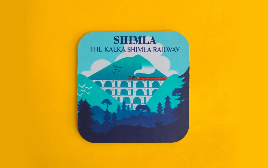Kalka Shimla Railway | Coasters Set of 4 - Coasters - indic inspirations
