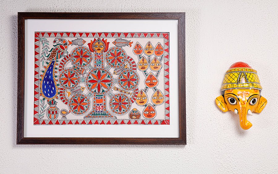 Kohbar | Madhubani Painting | A3 Frame - paintings - indic inspirations