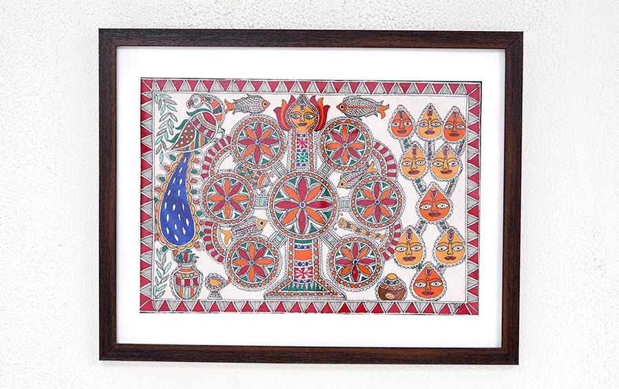 Kohbar | Madhubani Painting | A3 Frame - paintings - indic inspirations
