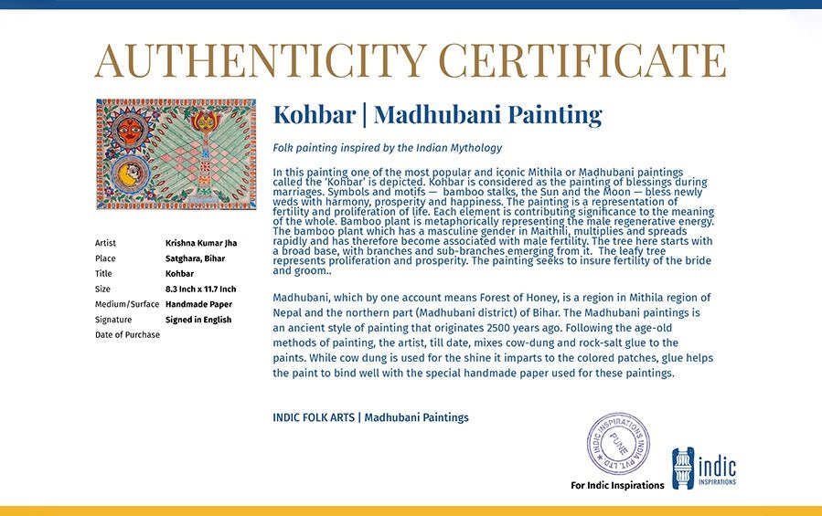 Kohbar | Madhubani Painting | A4 Frame - paintings - indic inspirations