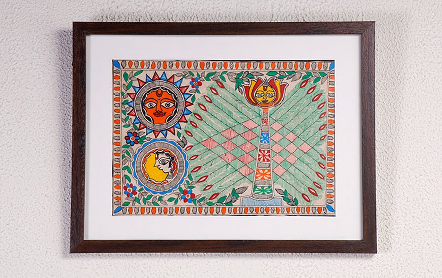 Kohbar | Madhubani Painting | A4 Frame - paintings - indic inspirations
