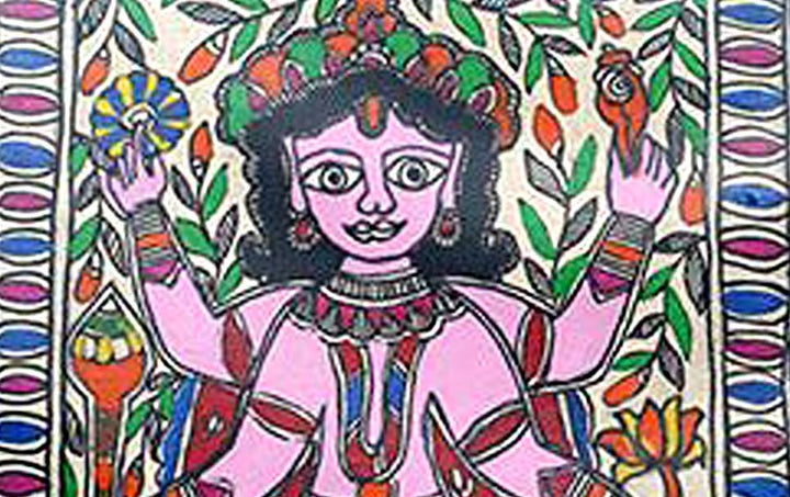 Buy Krishna's Viraat Roop Madhubani Painting - A5 Size Frame Online ...