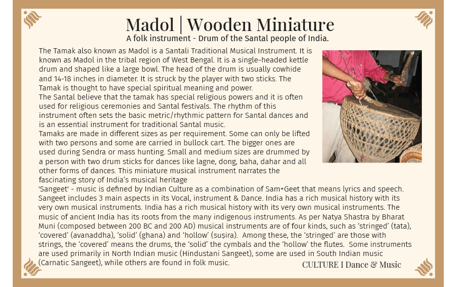 Madol | Wooden Miniature - Miniature Musical Instruments - indic inspirations