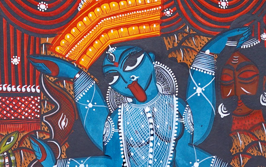 Mahakali | Bengal Patachitra Painting | A3 Frame - paintings - indic inspirations