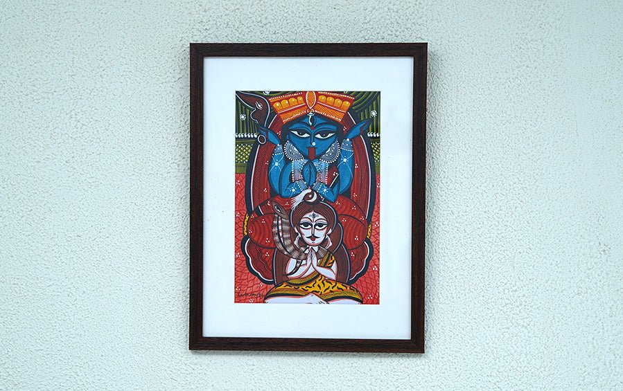 Mahakali | Bengal Patachitra Painting | A4 Frame - paintings - indic inspirations