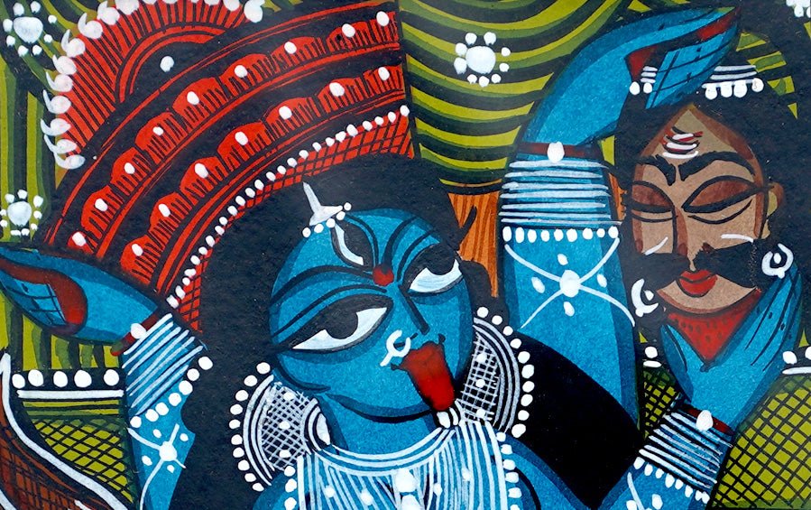 Mahakali | Bengal Patachitra Painting | A5 Frame - paintings - indic inspirations