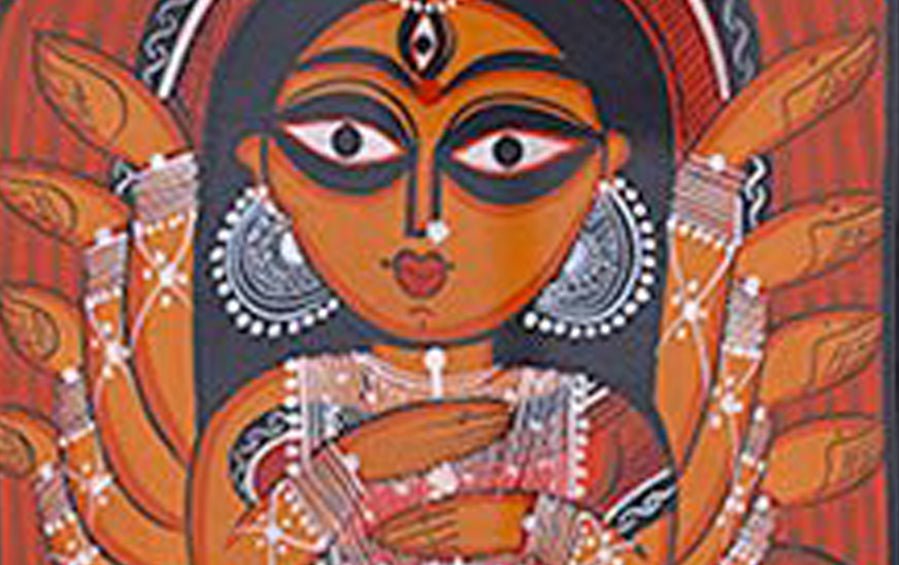 Mahishasura Mardini | Bengal Patachitra Painting | A4 Frame - paintings - indic inspirations
