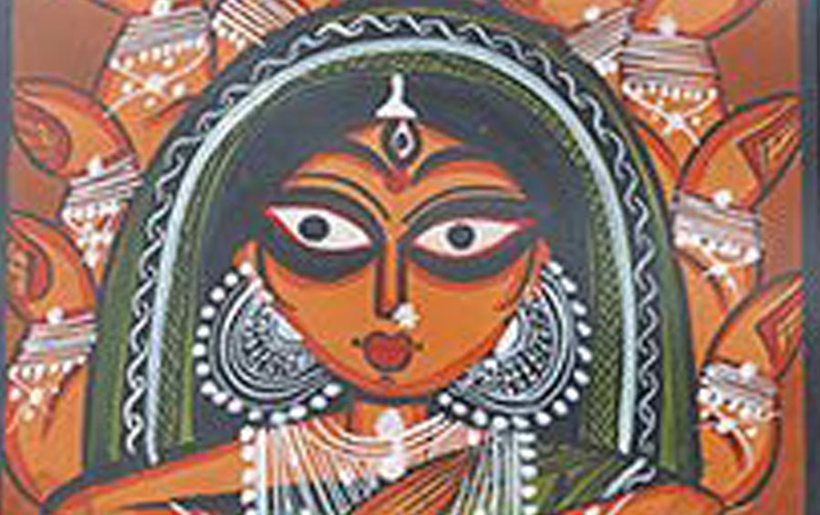 Mahishasura Mardini | Bengal Patachitra Painting | A5 Frame - paintings - indic inspirations