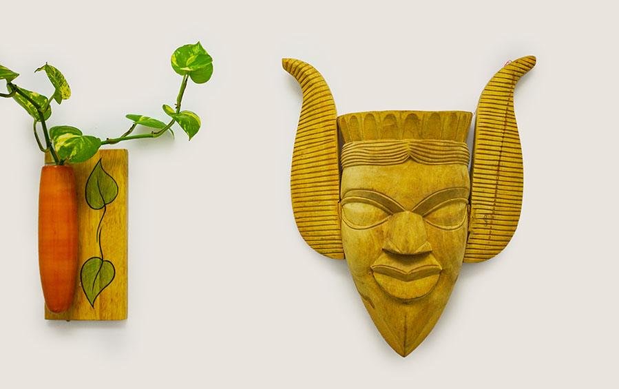 Mahishasura Wooden Mask - Masks - indic inspirations