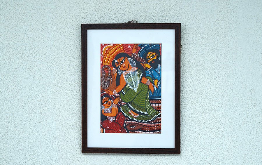 Manasa Devi | Bengal Patachitra Painting | A4 Frame - paintings - indic inspirations