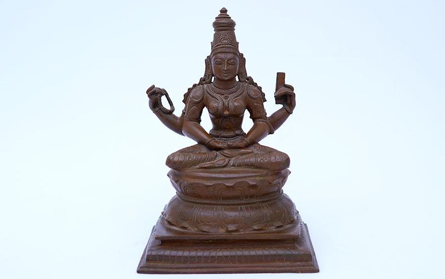 MEDITATING SARASWATI Goddess Idol 8" - Sculptures - indic inspirations