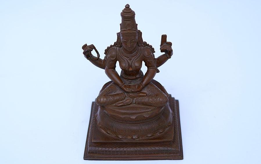 MEDITATING SARASWATI Goddess Idol 8" - Sculptures - indic inspirations