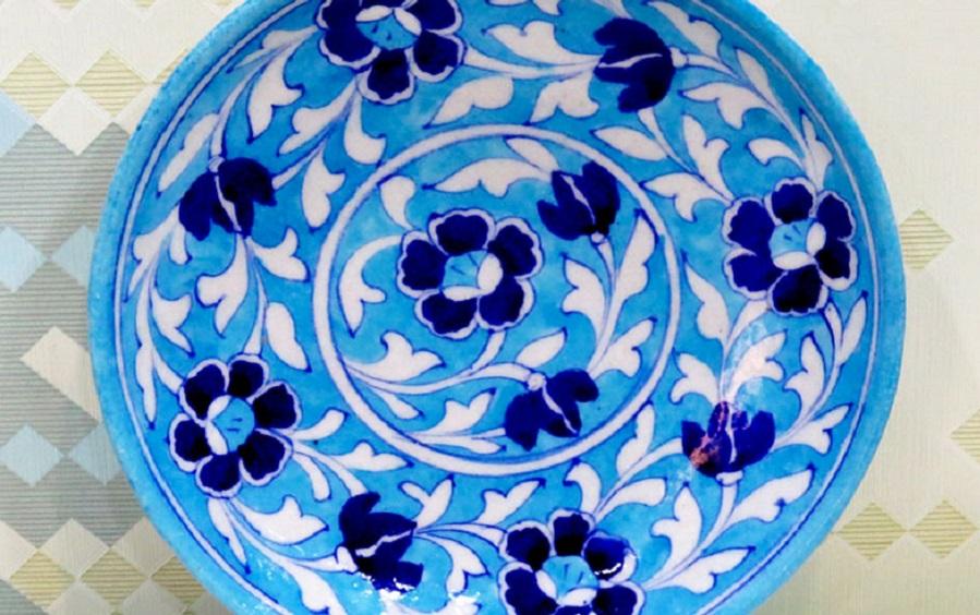 Medium Wall Plate Light Blue - Wall plates - indic inspirations