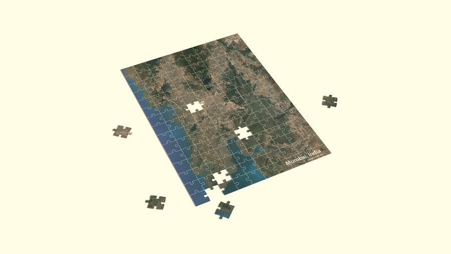 Mumbai from Space Jigsaw Puzzle w/A2 Frame - puzzles - indic inspirations