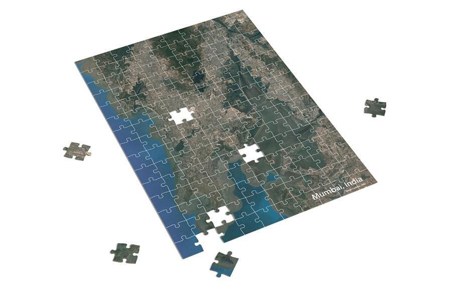 Mumbai from Space Jigsaw Puzzle w/A2 Frame - puzzles - indic inspirations