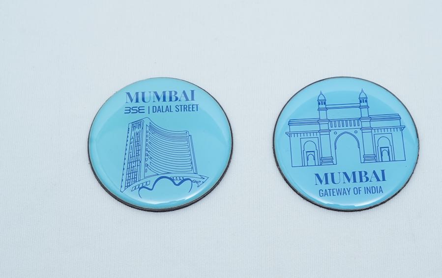 Mumbai | Gateway of India & BSE-Dalal Street | Fridge Magnet - City souvenirs - indic inspirations