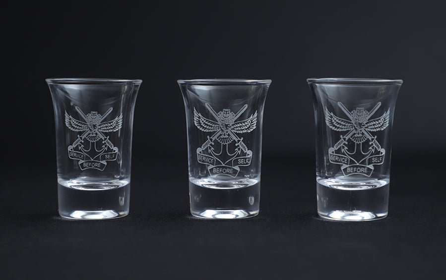 NDA Logo Shot Glasses - Set of 3 - Shot glasses - indic inspirations