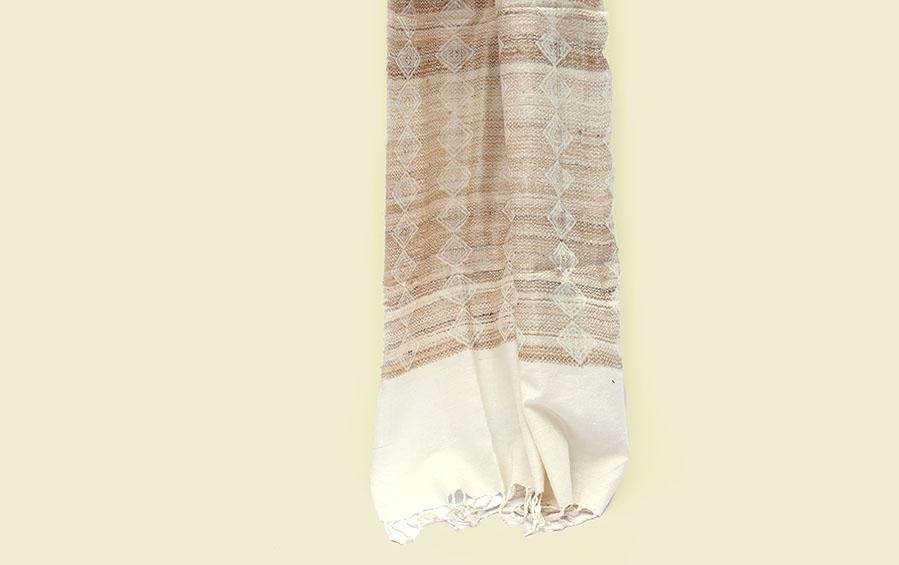 Off White Eri-Muga Silk Stole - Stoles - indic inspirations