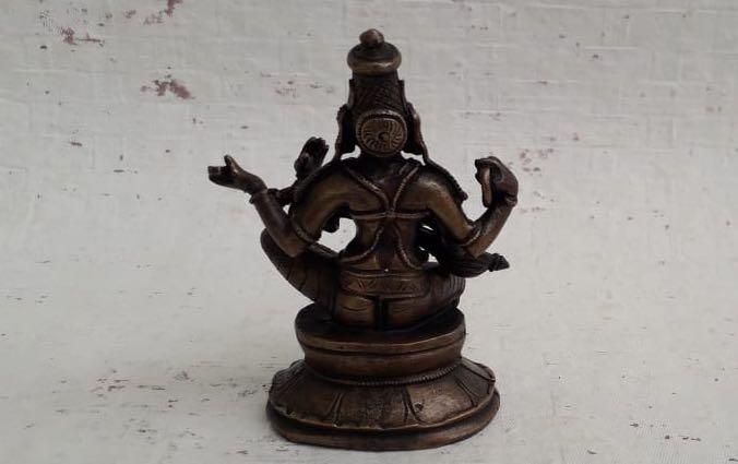 Panchaloha Saraswati Idol 3.5 Inch - Sculptures - indic inspirations