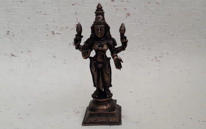 Panchaloha Standing Lakshmi Idol 5 Inch - Sculptures - indic inspirations