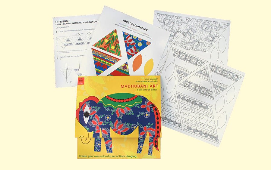 Paper Diya Making DIY Kit with Madhubani Art - Craft Kit - indic inspirations