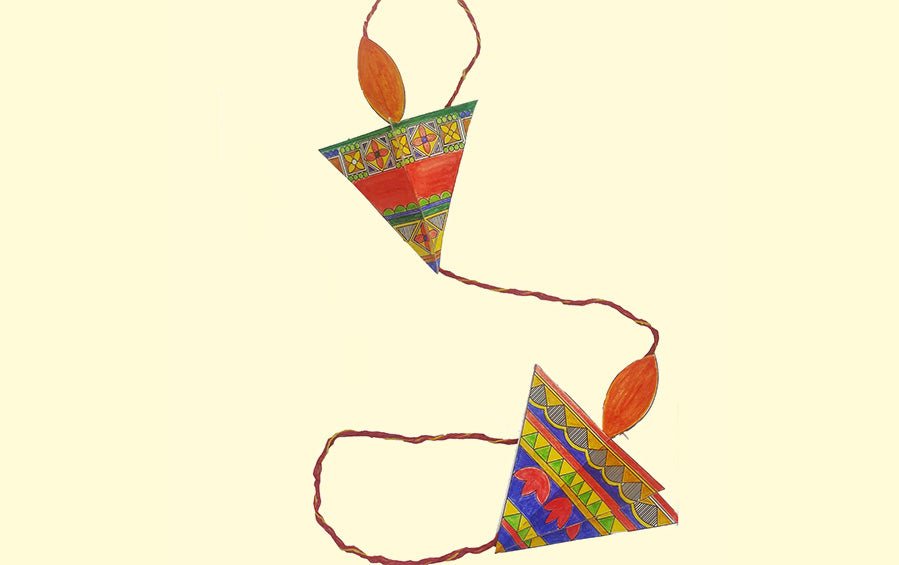 Paper Diya Making DIY Kit with Madhubani Art - Craft Kit - indic inspirations