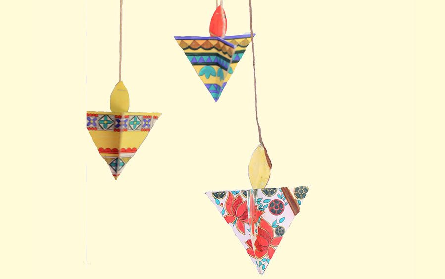 Paper Diya Making DIY Kit with Madhubani Art - Craft Kit - indic inspirations