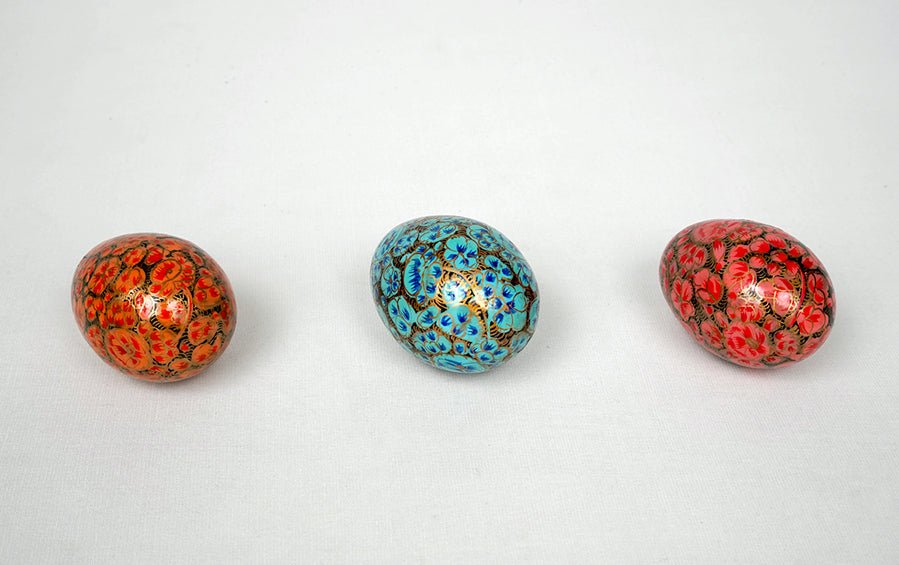 Paper Mache Decorative Egg Set of 3 - Christmas Gift Sets - indic inspirations