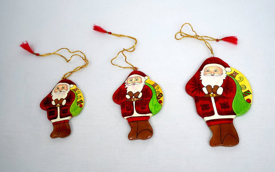 Paper Mache Decorative Hanging Santa Set - Christmas Gift Sets - indic inspirations