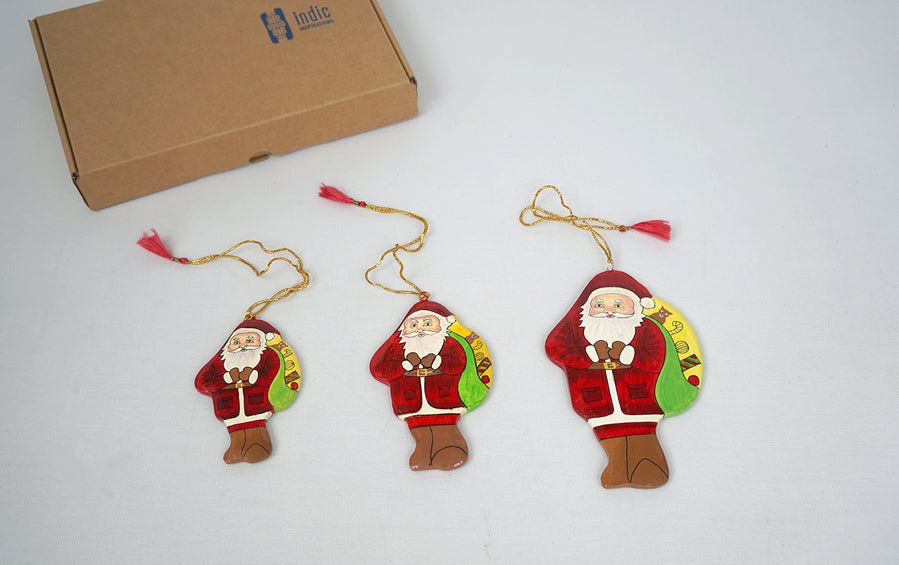 Paper Mache Decorative Hanging Santa Set - Christmas Gift Sets - indic inspirations