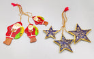 Paper Mache Decorative Hanging Santa & Stars Set - Christmas Gift Sets - indic inspirations
