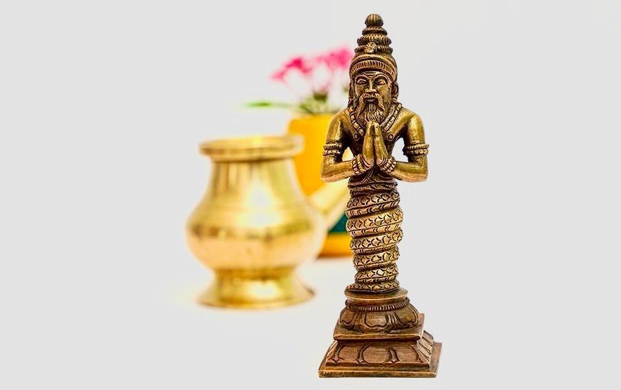 Patanjali - Bronze Idol 5" H - Bronze Idols - indic inspirations