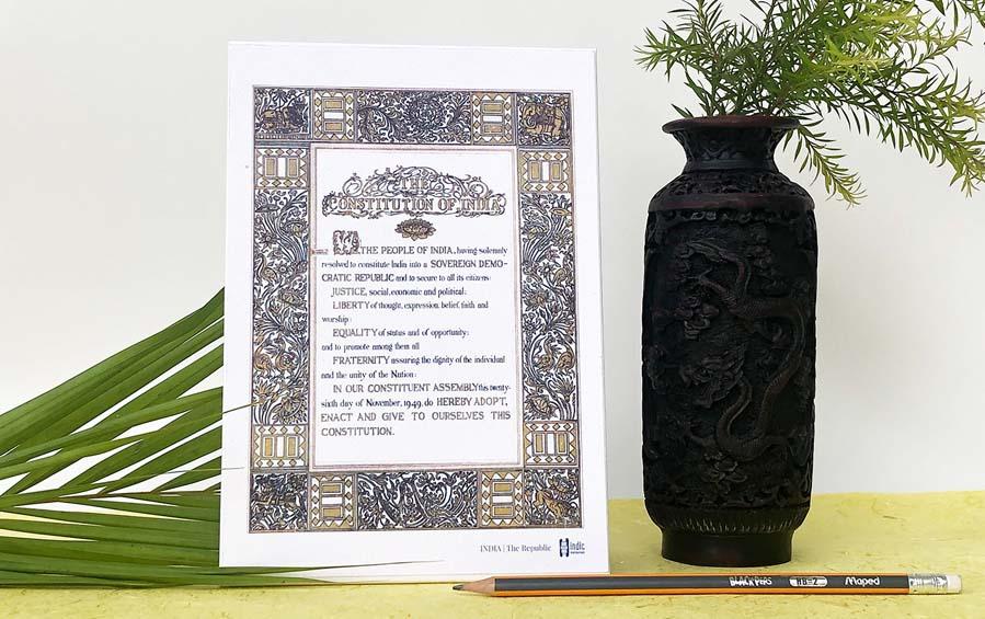 Preamble Of Indian Constitution - Desk Plaque - Desk Plaques - indic inspirations