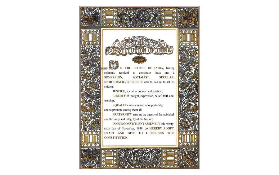 Preamble Of Indian Constitution - Wall Frame - Large (A3) - Wall Frames - indic inspirations