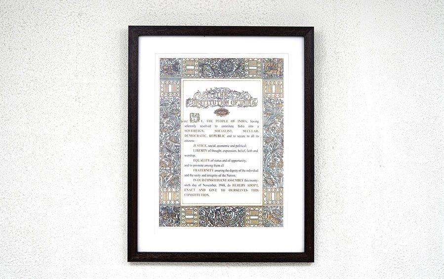 Preamble Of Indian Constitution - Wall Frame - Large (A3) - Wall Frames - indic inspirations