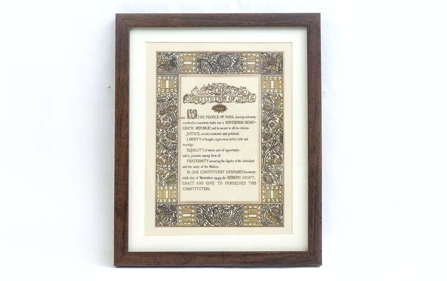 Preamble Of Original Indian Constitution - Wall Frame - Large (A3) - Wall Frames - indic inspirations