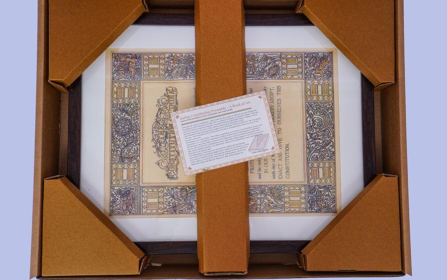 Preamble Of Original Indian Constitution - Wall Frame - Large (A3) - Wall Frames - indic inspirations