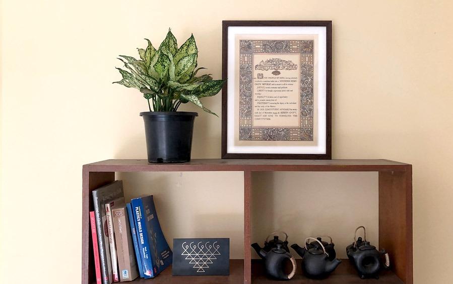 Preamble Of Original Indian Constitution - Wall Frame - Large (A3) - Wall Frames - indic inspirations