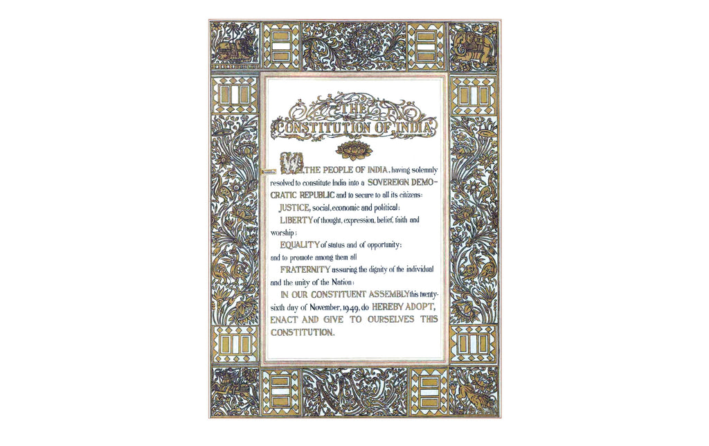 Preamble Of Original Indian Constitution - Wall Frame - Large (A3) - Wall Frames - indic inspirations