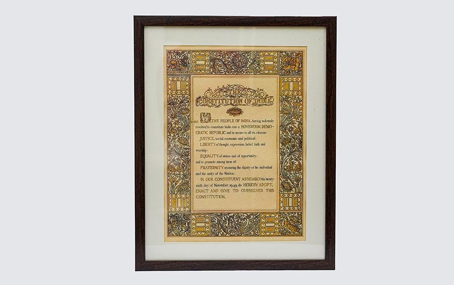 Preamble Of Original Indian Constitution - Wall Frame - Large (A3) - Wall Frames - indic inspirations