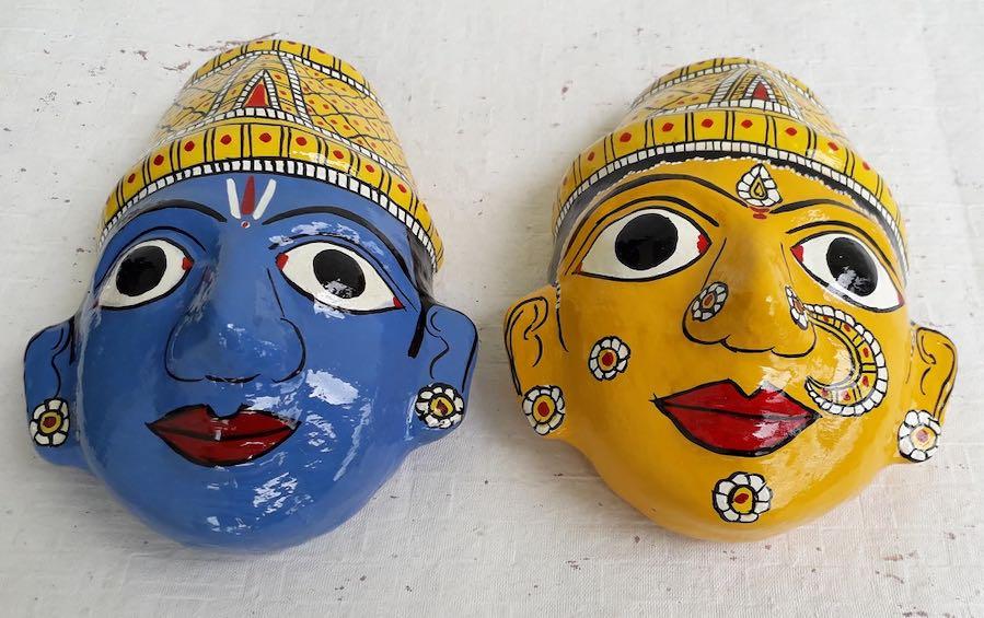 RADHA KRISHNA : Mask Pair - Masks - indic inspirations