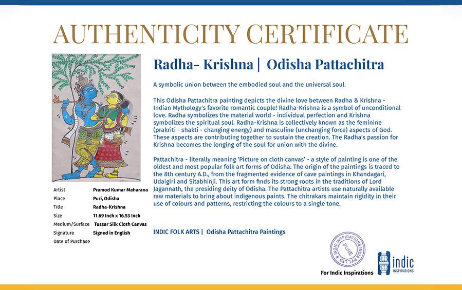 Radha-Krishna | Odisha Pattachitra Painting | A3 Frame - paintings - indic inspirations